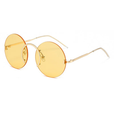 Punk style sunglasses glasses European and American round frame rimless sunglasses