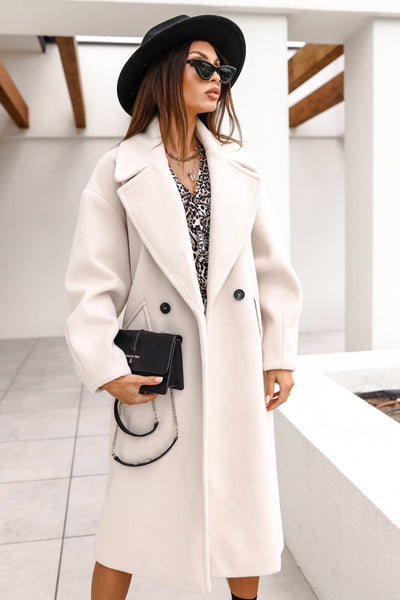 Winter long suit collar woolen coat for women